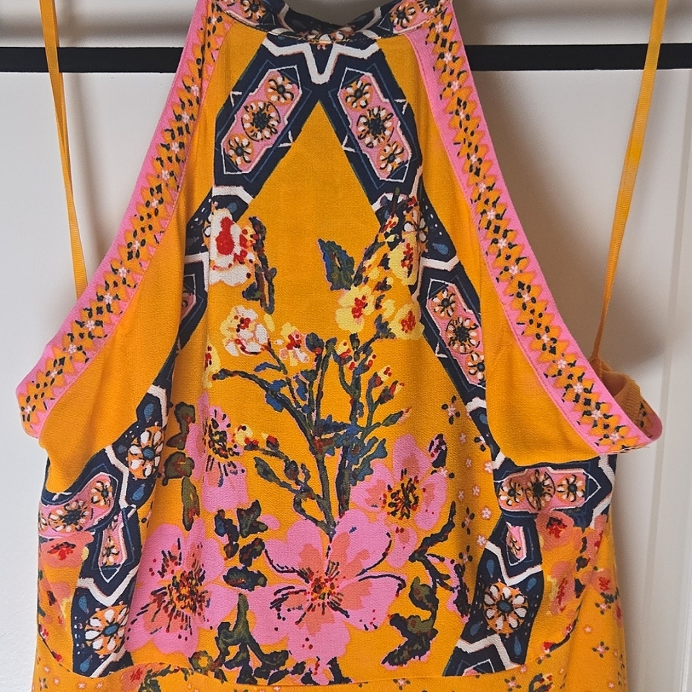 Free People New Wave Floral Halter Tank with Open Back and qd - Picture 7 of 12